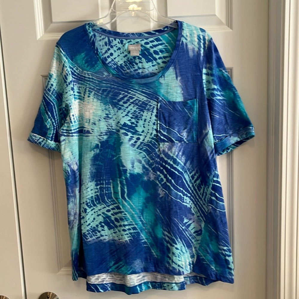 Chico’s Tie Dyed Look Elbow Length Top